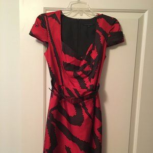 David Meister Red and Black Cocktail Dress
